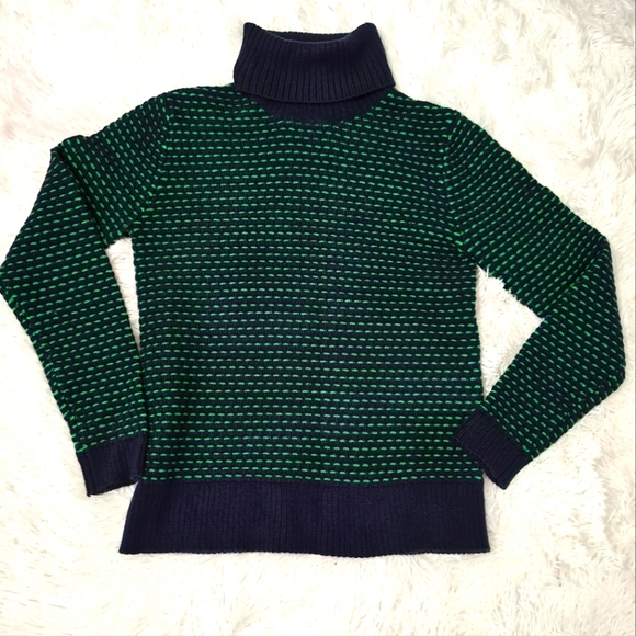 J Crew Turtleneck Sweater Size  XS Green And Blue - Picture 1 of 10